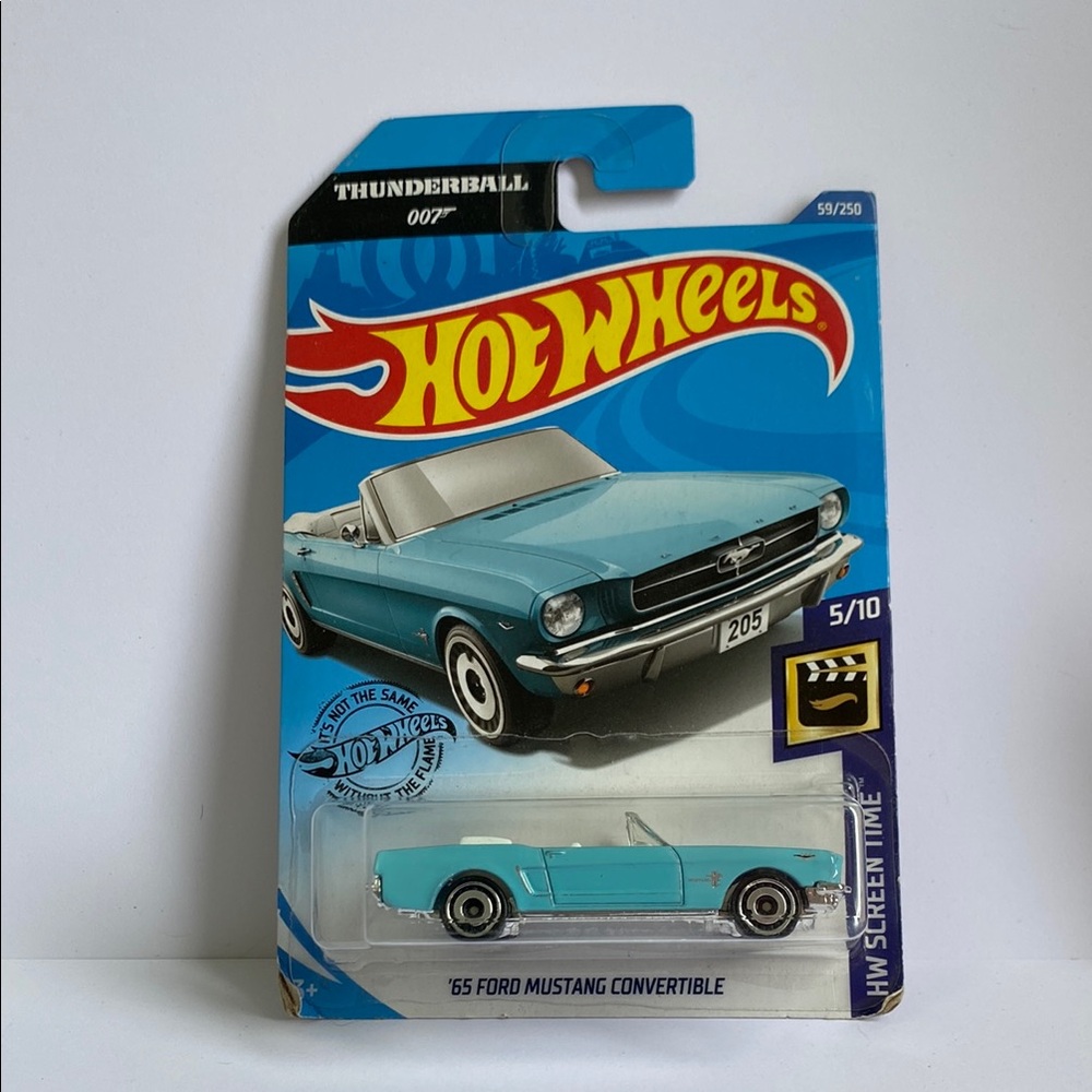 🚘 3/$26🚘 Hot Wheels 1965 Mustang Convertible 007 James Bond Blue